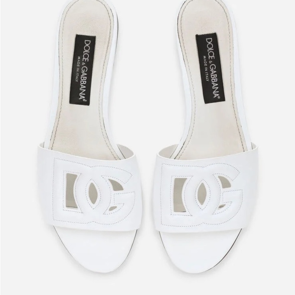 Dolce & Gabbana White Slide Sandals
